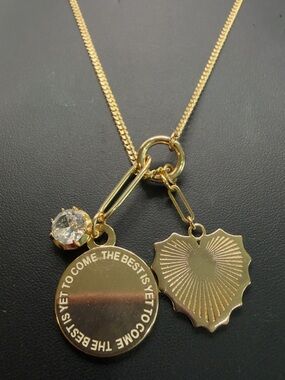 ANTHROPOLOGIE SEREFINA GOLD TONE CHARM NECKLACE INCLUDES 3 CHARMS